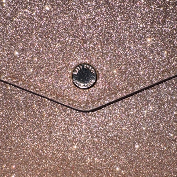 Kate Spade NWT Rose Gold Glitter Tinsel Envelope Flap Crossbody - Picture 4 of 11
